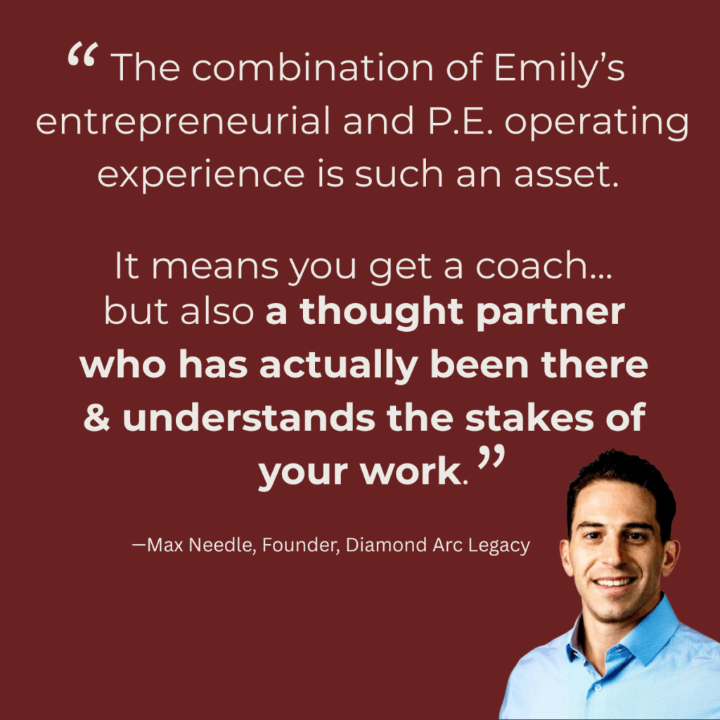 Max Needle Testimonial for Emily Branton, Executive Coach, Boss&Buddha