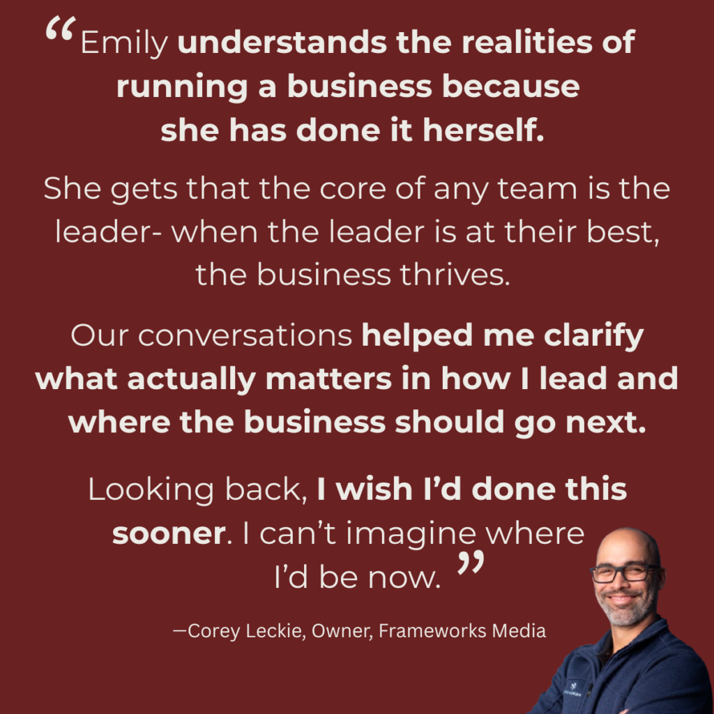 Corey Leckie Testimonial for Emily Branton, Boss&Buddha