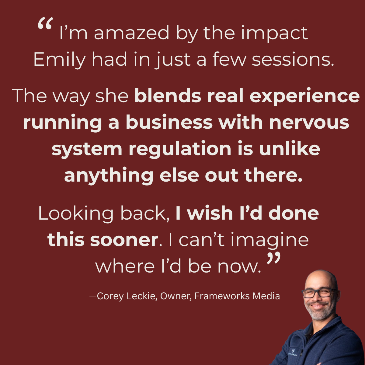 Chelsea Leckie Testimonial for Emily Branton, Boss&Buddha