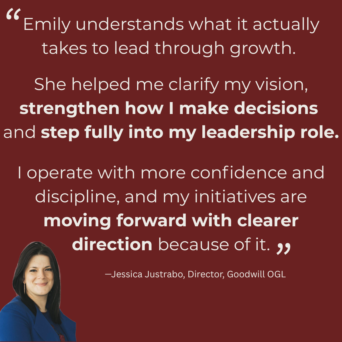 Jessica Justrabo Testimonial for Emily Branton, Boss&Buddha